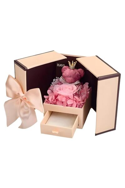 Generic Valentine's Day Gift Box, Preserved Rose Bear Gifts for Girlfriend, M...
