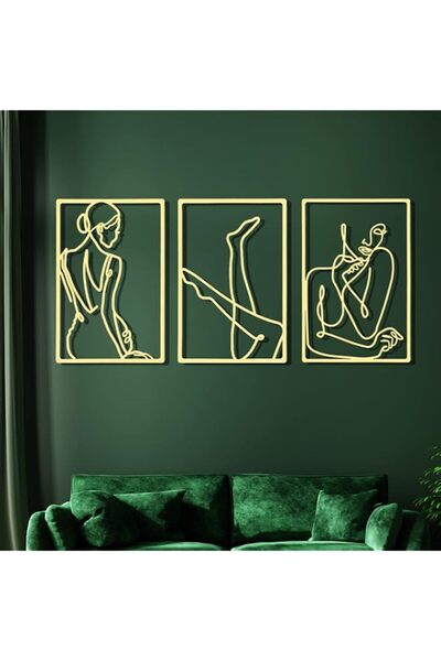 Generic CHENGU 3 Pieces Gold Wall Decor Minimalist Wall Art Metal Line Wall A...