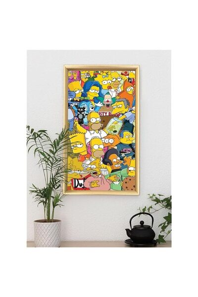 Generic Brand 'Simpsons Stickers' Digitally Printed Wall Poster with Photo Fr...