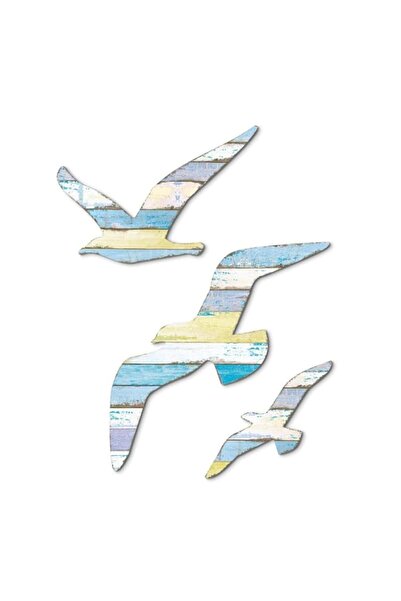 Generic Aputue Seagull Wall Decor, 3PCS Wooden Coastal Seabird Sculptures wit...
