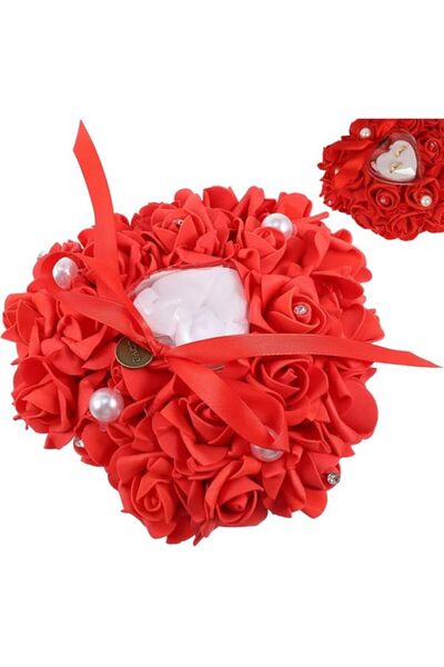 Generic Heart Shape Flower Wedding Ring Box, Accommodates a Pair of Rings, A ...