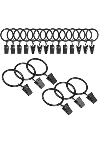 Generic Bukela Black Metal Curtain Hooks Set of 45 Rings for Shower Rod Clip ...
