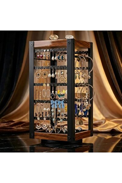 Generic Brand 360° Rotating 6-Tier Jewelry Organizer, Steady Wooden Base with...