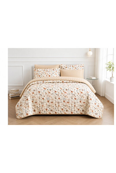Alhabib bedding مفرش صيفي مزدوج قطن 100% قطن خفيف مضغوط مشجر بيج يناسب سرير م...