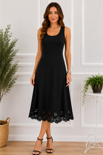 DRESSIFY WOMEN’S FASHION Γυναικείο αμάνικο φόρεμα με λέιζερ κοπή στο τελείωμα...