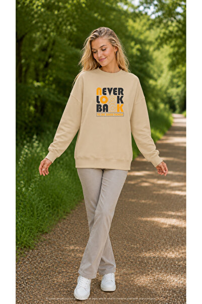 EMMODA Women's Never Look Back Written Round Neck Casual Sweatshirt