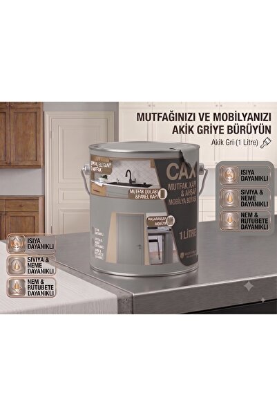 caxcolors CAX Mutfak Dolabı ve Panel Kapı Boyası 1 Lt - Isıya Neme Dayanıklı ...