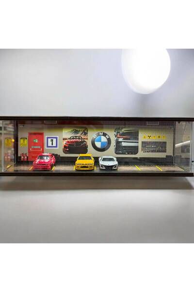 HOT WHEELS BMW Diorama Garaj 1/64 Ölçek 8, LED Işıklı USB Kablolu Model Araba...