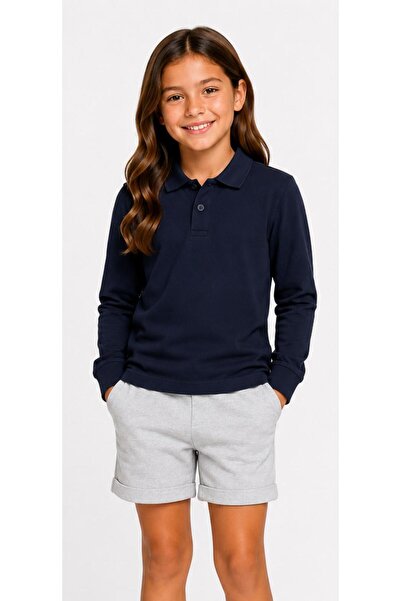 Kuraff Giyim Unisex Cotton Plain Woven Polo Collar School T-Shirt