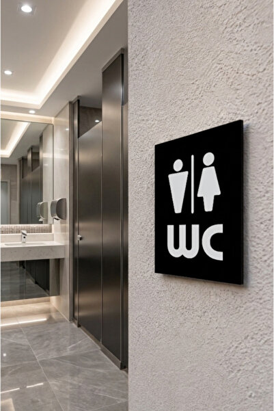 Yalıgraf Reklam Tabela Uptab Series - Glossy Black Plexiglass Raised Wc Direc...
