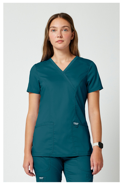 Cherokee Wwe610 Women's Scrubs Top – Imported, 70 ° Washable in C, Modern Cla...