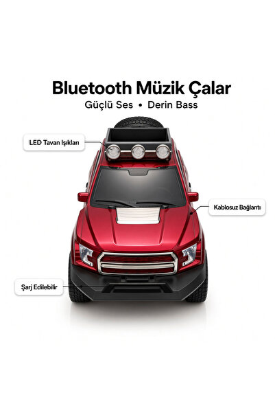 Off-Road Pickup Araba Şeklinde Işıklı Kablosuz Bluetooth Hoparlör - LED Tavan Lambalı Nostaljik Müzik Çalar