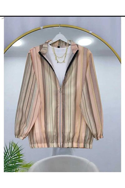 Zübeyde Sayın Striped Zippered Bomber Jacket
