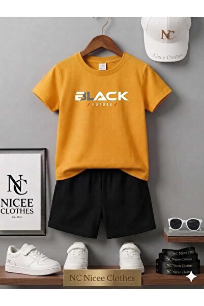 Leto Lykia Summer Children's T-Shirt Shorts Unisex (White with Black Print)