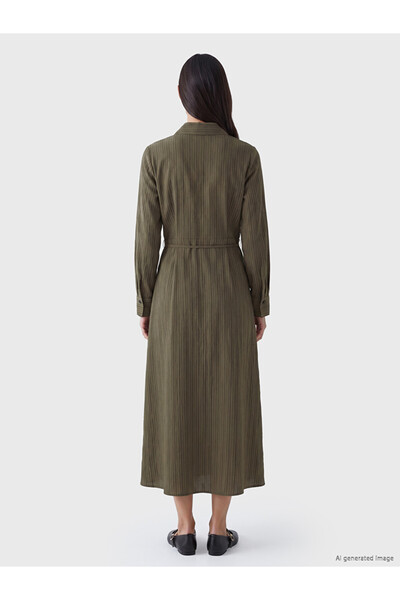 LC Waikiki Lcw Everyday Belted Striped Shirt Dress