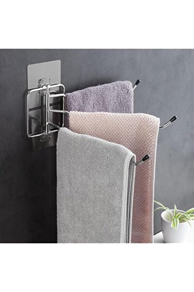 Generic X spring Swivel Towel Rack, Adhesive Stainless Steel 3 Arm Hanger, Sp...