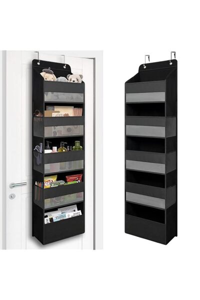 Generic TYMENSH Overdoor Organizer 5 Shelf Straight (Black)