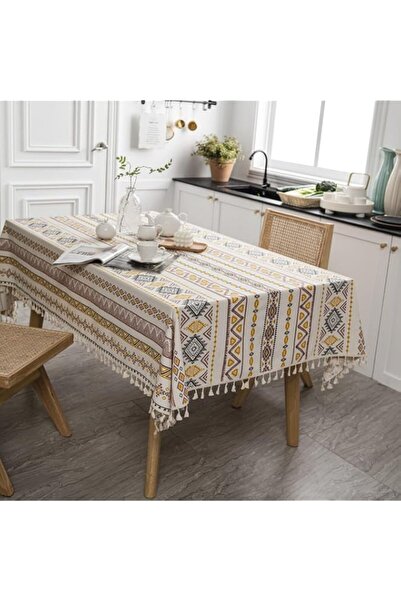 Generic YelaJoy Boho Rectangle Tablecloth with Tassels 55x70 inch, Geometric ...