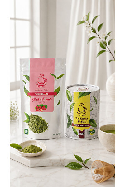 Karadeniz Matcha Strawberry Flavored Matcha 50 Grams and Ceremonial Grade Mat...