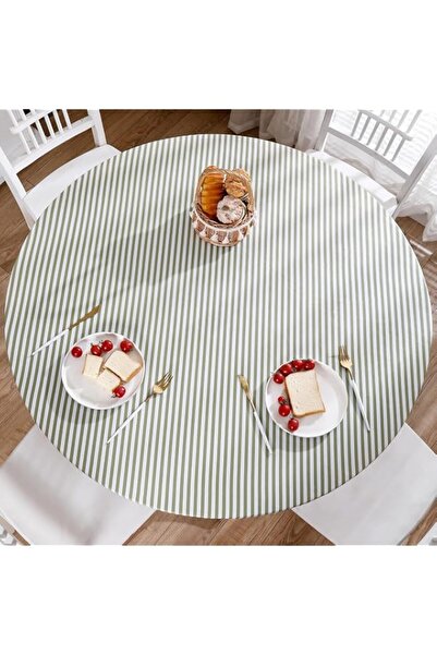 Generic Tazweeq Round Vinyl Fitted Tablecloth for 60" / 152 CM Table, Flannel...