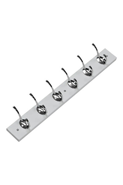 OEM Furniture hanger with 6 hooks 90x500x60mm, white wood/chrome metal