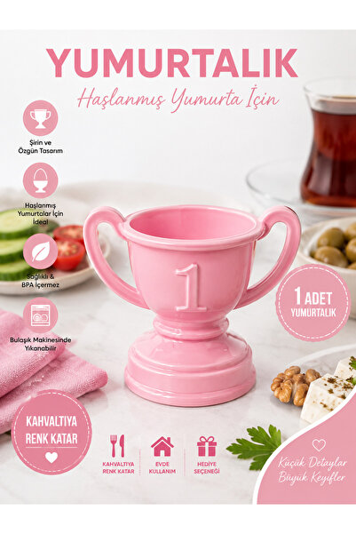 KEA Pembe Yumurtalık Haşlanmış Yumurta Standı Kupa Tasarımlı Kahvaltılık Yumu...