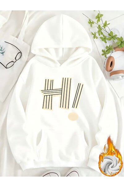 FUFLUNS Printed Oversize Unisex Women'S/Men's Hooded Sweatshirt