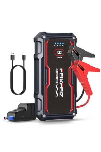 FEIKFEIZ 3-in-1 Portable Car Jump Starter 4000A Peak 21800mAh, Supports 8.0L ...