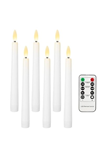 Generic FPOO 6 PCS LED Flamless Taper Candles with Timer, 8 Inch Battery Oper...