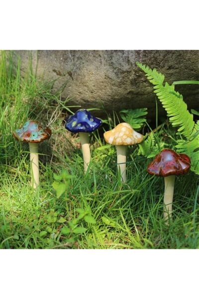 Generic 4 Pcs Garden Decor Mushrooms, Ceramic (Random Color, Dark Version) - ...