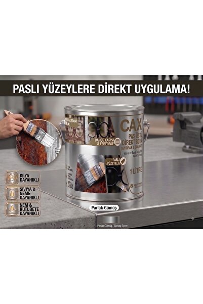 caxcolors CAX Pas Üstü Direkt Uygulanan Antipaslı Sentetik Metal Boyası 1 Lit...