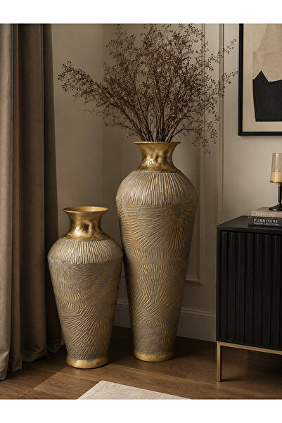 city gold 2’li Metal Vazo Dekoratif 72-55cm
