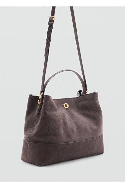 MANGO Woman Deri bucket çanta