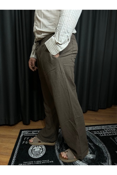 Baggy Kalıp Keten Pantolon