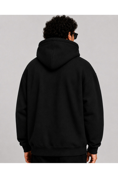 VAN VLECK Men's Hooded Zippered Oversize Sweatshirt Winter School Cardigan with Embossed Print