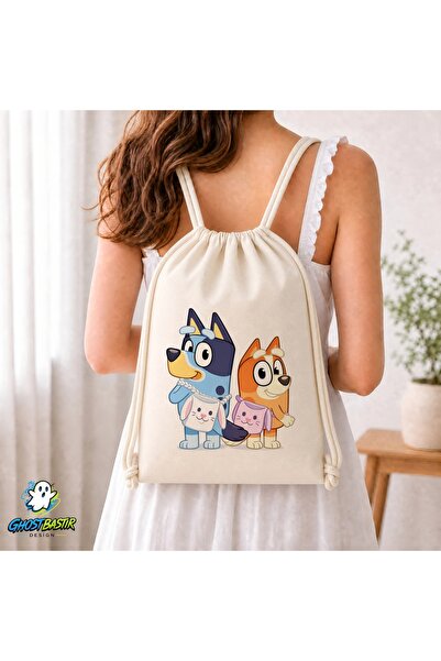 Ghostbastır Design Bluey Drawstring Linen Bag C035