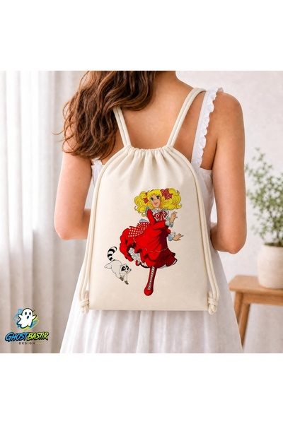 Ghostbastır Design Candy Girl Candy Drawstring Linen Bag C305