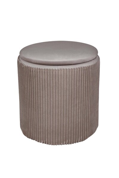 OEM Taburet Nadia, cu spatiu depozitare, fix, rotund, catifea, maro L46, 37 x...