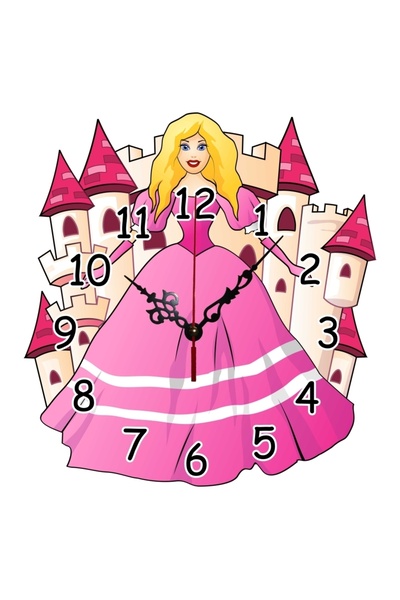OEM Wall clock 29013, analog, princess shape, wood, multicolor, 33 x 24 cm, c...