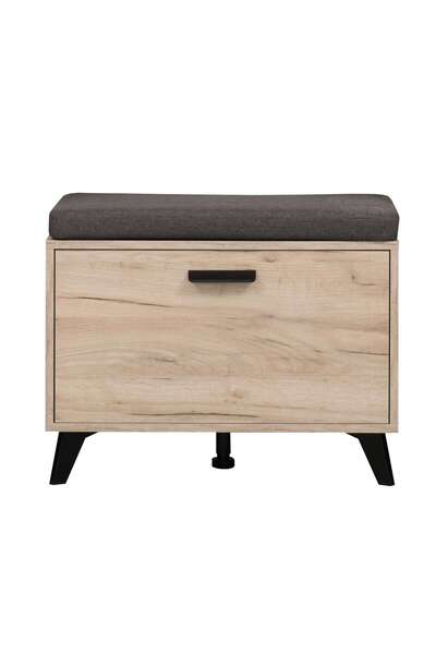 OEM Bancheta hol Umbria KOM, cu o usa, stejar gri + negru, 68 x 35 x 52.5 cm, 2C
