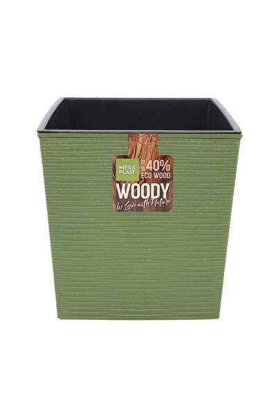 OEM Ghiveci din plastic Donna Woody, interior / exterior, cu masca, patrat, v...