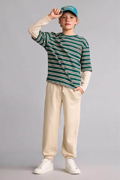 DeFacto Long Sleeve Green Boys' Top and Bottom Set I0031A8/Gn1116