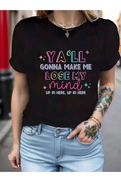 29CUN تي شيرت نسائي كبير الحجم، فضفاض، مطبوع عليه عبارة "YA'LL GONNA MAKE ME ...