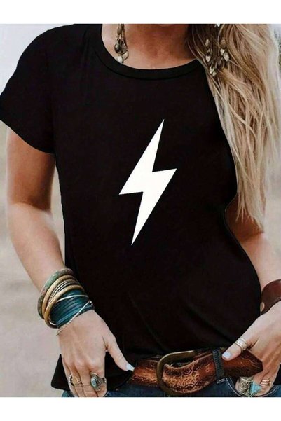 29CUN Oversized T-Shirt, Loose Fit, Flat Print, Stylized Bolt Women's Comfit-...