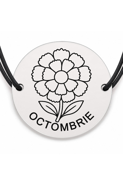 Simoshop Brățară argint 925 cu bănuț gravat crăiță cu frunze octombrie, șnur ...