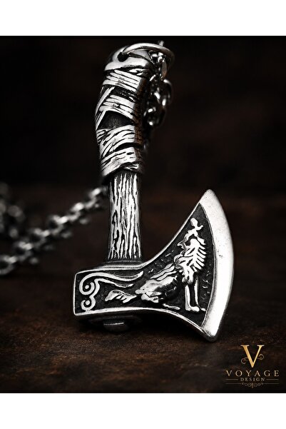voyageaccessory Stainless Steel Nordic Norse Gothic Style Viking Axe Men's Ne...