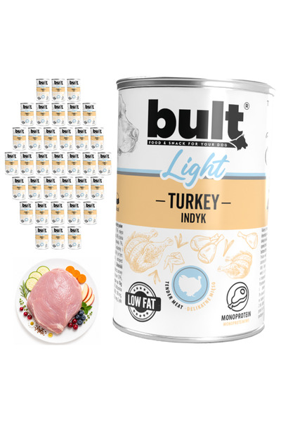 Bult LIGHT hrană umedă completă pentru câini cu curcan, conservă 36x400g, foa...
