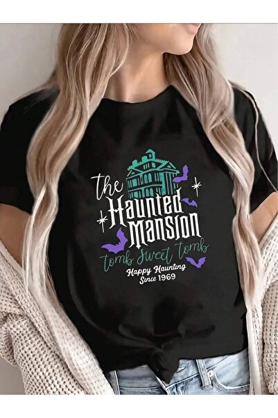 9JY Oversized Women's T-Shirt Loose Fit Flat Printing [Haunted Mansion-Shirt]...