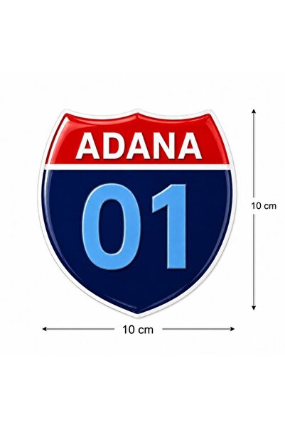 Redline Grafik Redlinegrafik Adana 01 Plaka Kodlu 3D Kabartmalı Araç 1 Adet Sticker Etiket Turkuaz Mavi Renk