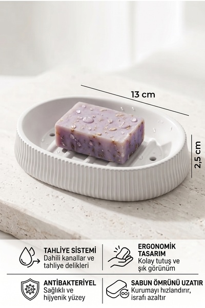 İndecor Houseware Katı Sabunluk Su Giderli Katı Kalıp Sabunluk | Su Tahliye Giderli Katı Sabunluk